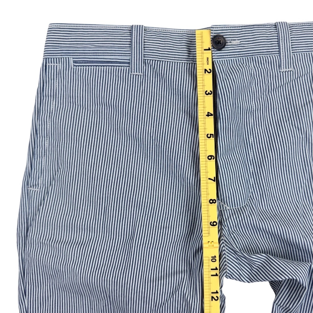 Jack Wills Chino Shorts Men Medium Blue White Cotton Hickory Striped Button Fly - Picture 10 of 11